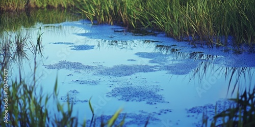 Hydrogen sulfide in stagnant salt marshes causes the water to turn turbid blue when exposed to light. This hydrogen sulfide environment leads to the mass die off of living organisms, including