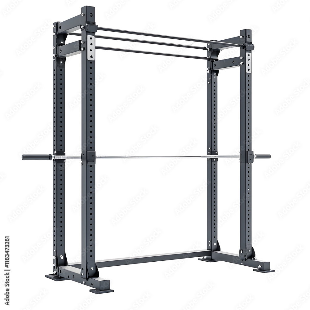 Minimalist Power Rack on Clean White Background for Fitness and Bodybuilding Workouts Minimalist Power Rack on Clean White Background for Fitness and Bodybuilding Workouts