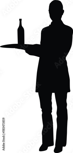 Waitress full body silhouette illustration