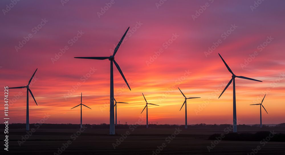 Offshore Wind Farm During Sunset Offshore Wind Farm During Sunset