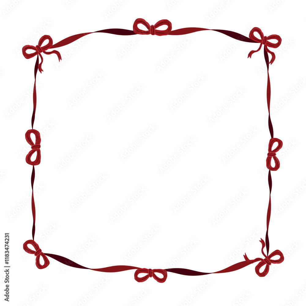 Naklejka premium Frame design with hand drawn cute red bows. Valentine'd Day design element