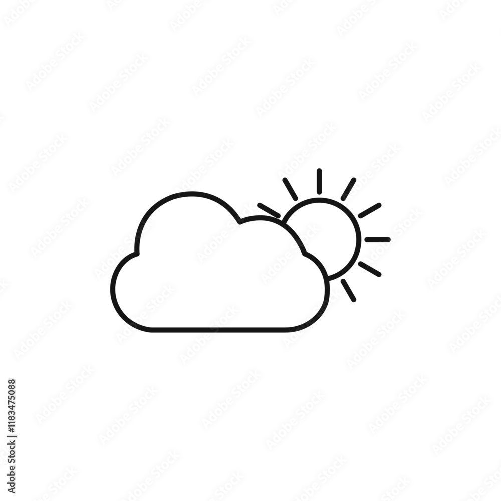 Cloud sun icon Isolated flat vector in outline Cloud sun icon Isolated flat vector in outline