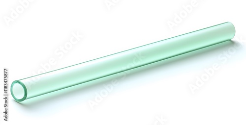A single translucent green tube lies on a white background
