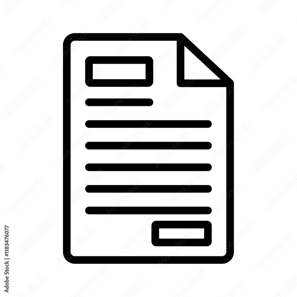 Document icon Isolated flat vector in outline Document icon Isolated flat vector in outline
