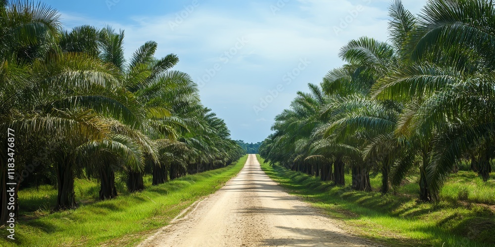 Company managed oil palm plantation showcasing extensive oil palm cultivation practices in a sustainable environment for the oil palm industry. The oil palm plantation reflects advancements in oil
