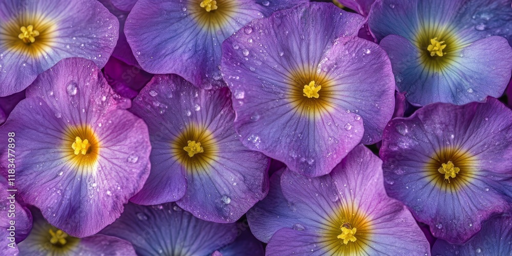 Fototapeta premium Close up of vibrant purple primroses flowers showcasing their delicate petals and rich colors, highlighting the beauty of purple primroses in nature s incredible display.
