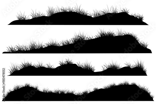 grass hill silhouette black