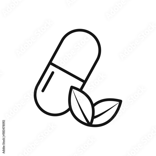 Herbal capsule icon Isolated flat vector in outline