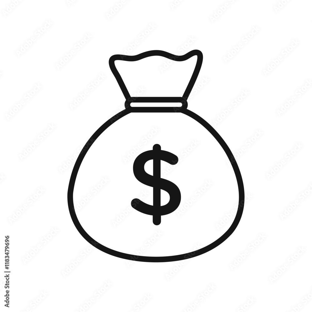 Money bag icon Isolated flat vector in outline Money bag icon Isolated flat vector in outline