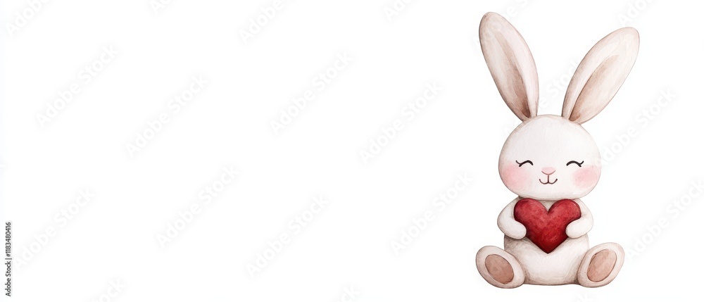 Obraz premium Cute bunny with a heart, perfect for expressing love and joy in various creative designs and projects.
