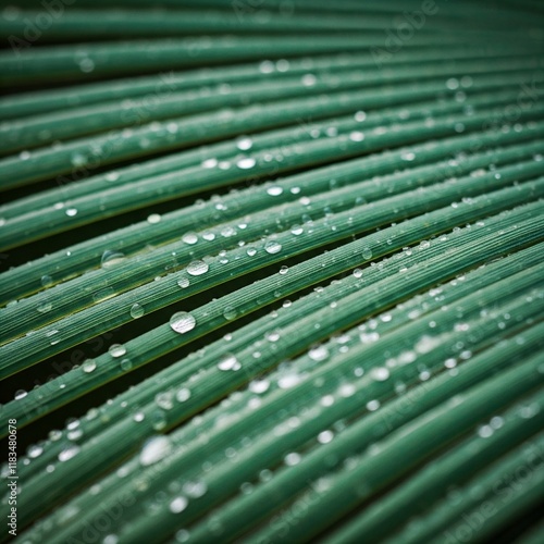 Rain Drops Falling on Green Leaf, Macro