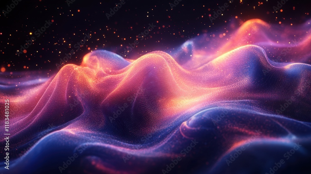 Abstract Cosmic Landscape: Vibrant Nebula in Hues of Purple and Orange Abstract Cosmic Landscape: Vibrant Nebula in Hues of Purple and Orange