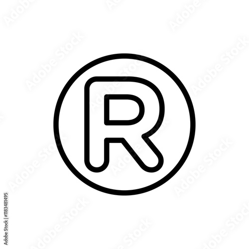 Registered trademark symbol Isolated flat vector in outline
