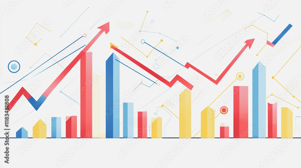 Abstract white background with Colorful charts and graphs with statistics to innovative analyze business potential and forecast future development of companies growth. Abstract white background with Colorful charts and graphs with statistics to innovative analyze business potential and forecast future development of companies growth.