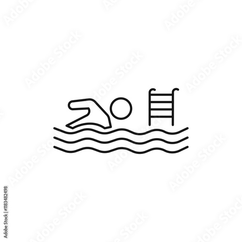 Swimming pool icon Isolated flat vector in outline