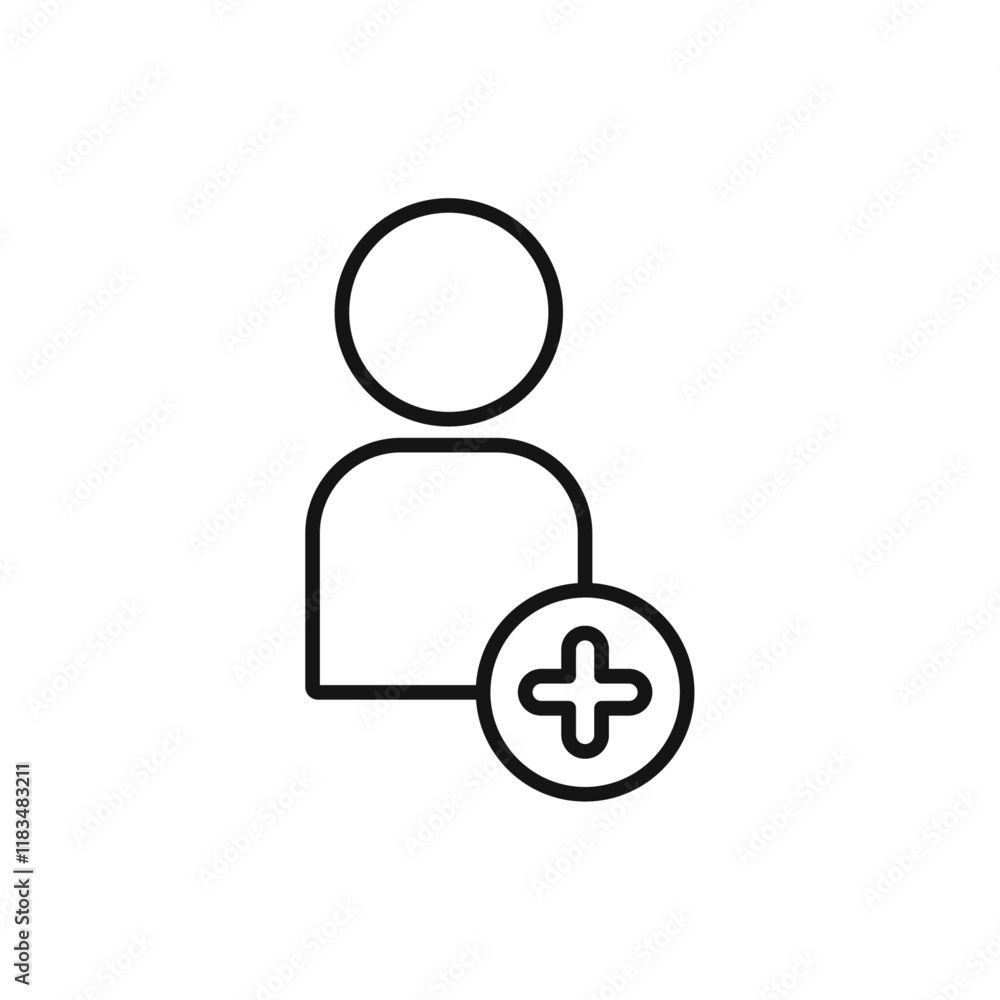 Fototapeta premium User add icon Isolated flat vector in outline