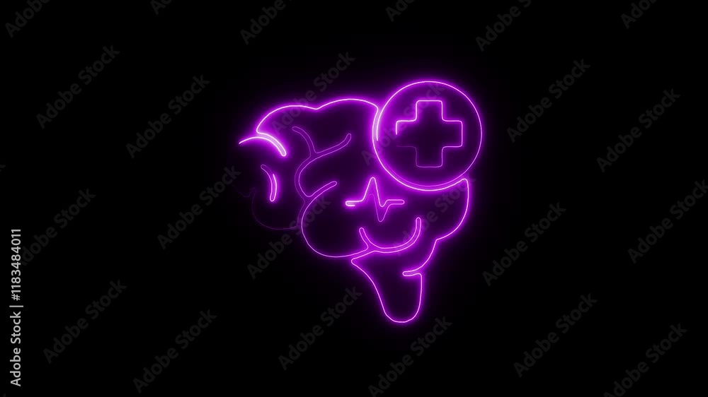 Glowing Neon Mental Health Icon, Wellness and Therapy Symbol, HD Video Motion Graphic Animation on Black Background Glowing Neon Mental Health Icon, Wellness and Therapy Symbol, HD Video Motion Graphic Animation on Black Background
