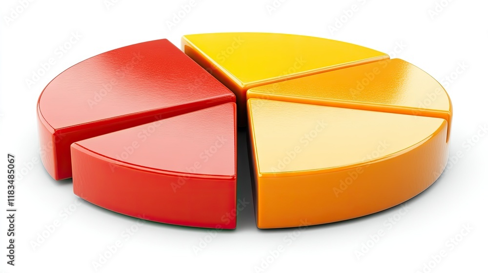 3D Pie Chart with Red and Orange Sections 3D Pie Chart with Red and Orange Sections