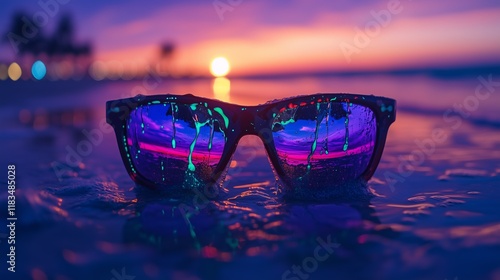 Wallpaper Mural a pair of sunglasses at a beach Torontodigital.ca