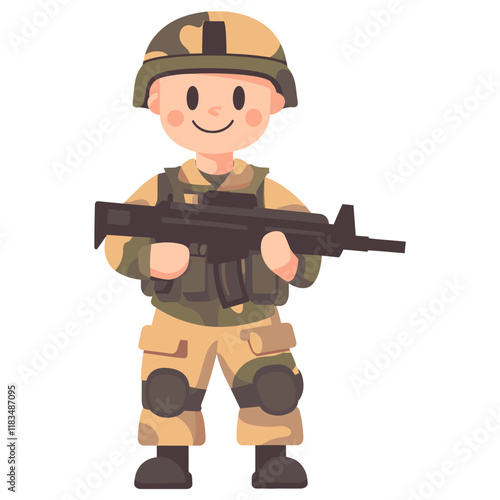 Soldier illustration military rifle vector