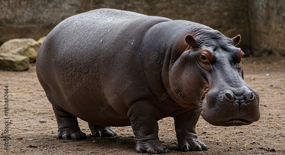 Huge Hippopotamus African Wildlife Mammal Zoo Animal Thick Skin Powerful Large Nature Wild Animal Huge Hippopotamus African Wildlife Mammal Zoo Animal Thick Skin Powerful Large Nature Wild Animal