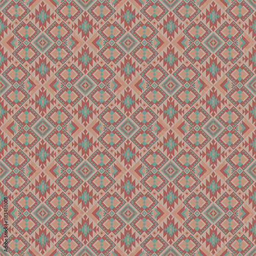 American tribal ethnic native pattern seamless.Traditional Navajo,Aztec,Apache,Southwest and Mexican style fabric pattern.Abstract vector motif pattern.For fabric,clothing,blanket,woven,wrap,decorate.