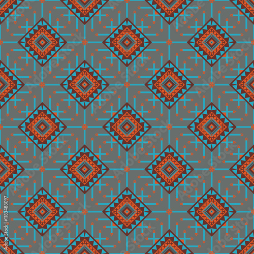 American tribal ethnic native pattern seamless.Traditional Navajo,Aztec,Apache,Southwest and Mexican style fabric pattern.Abstract vector motif pattern.For fabric,clothing,blanket,woven,wrap,decorate.