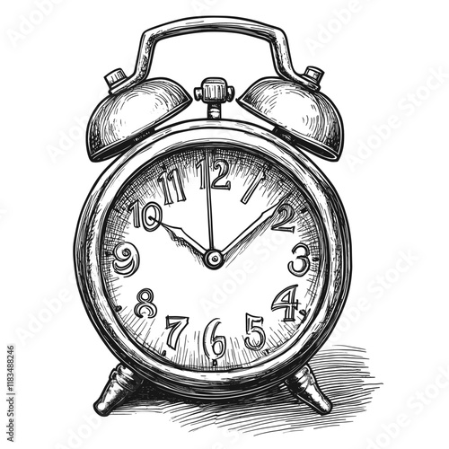 Clock black white illustration vector