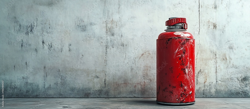 Rustic Red Thermos Against Weathered Wall Rustic Red Thermos Against Weathered Wall