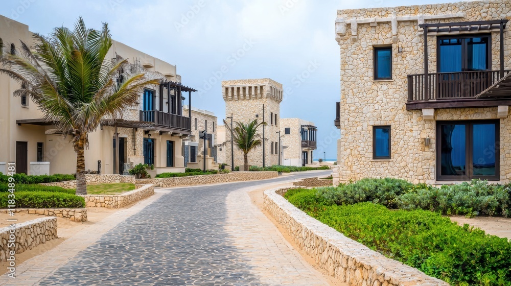 Captivating coastal village serene architecture in a scenic high-quality environment Captivating coastal village serene architecture in a scenic high-quality environment