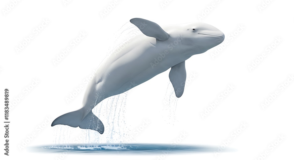 Fototapeta premium Beluga Whale Leaping Ocean Mammal Wildlife Arctic Animal Aquatic Life Marine Animal Water Splash