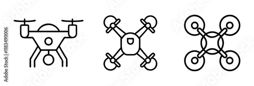 drone icon, electronics line art, electronics vector - simple black line art icon of drone perfect for logos, and electronics-themed designs.