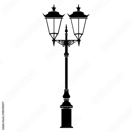 Modern streetlights silhouette vintage black vector