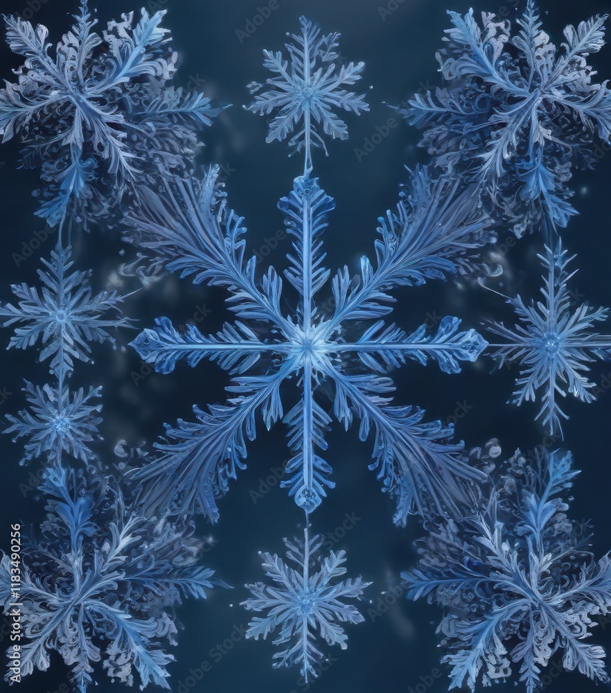 Intricate blue snowflake border, elegant design , decoration, blue Intricate blue snowflake border, elegant design , decoration, blue