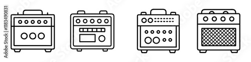 amplifier icon, electronics line art, electronics vector - simple black line art icon of amplifier perfect for logos, and electronics-themed designs.