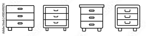 chest of drawers icon, furniture line art, furniture vector - simple black line art icon of chest of drawers perfect for logos, and furniture-themed designs.