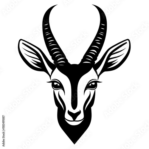 Gazelle face linear illustration antelope wildlife vector