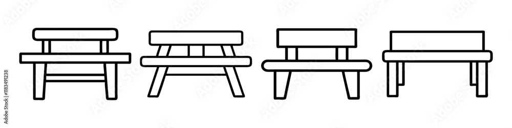 dining bench icon, furniture line art, furniture vector - simple black line art icon of dining bench perfect for logos, and furniture-themed designs. dining bench icon, furniture line art, furniture vector - simple black line art icon of dining bench perfect for logos, and furniture-themed designs.