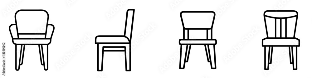 dining chair icon, furniture line art, furniture vector - simple black line art icon of dining chair perfect for logos, and furniture-themed designs. dining chair icon, furniture line art, furniture vector - simple black line art icon of dining chair perfect for logos, and furniture-themed designs.
