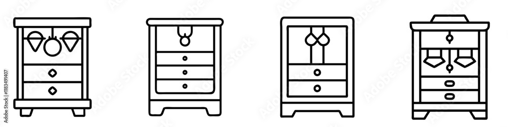 jewelry armoire icon, furniture line art, furniture vector - simple black line art icon of jewelry armoire perfect for logos, and furniture-themed designs.