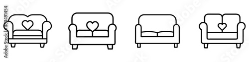 loveseat icon, furniture line art, furniture vector - simple black line art icon of loveseat perfect for logos, and furniture-themed designs.