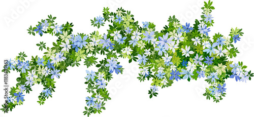 Hanging plants in watercolor style with blue flowers