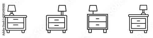 nightstand icon, furniture line art, furniture vector - simple black line art icon of nightstand perfect for logos, and furniture-themed designs.
