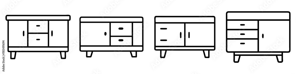 sideboard icon, furniture line art, furniture vector - simple black line art icon of sideboard perfect for logos, and furniture-themed designs. sideboard icon, furniture line art, furniture vector - simple black line art icon of sideboard perfect for logos, and furniture-themed designs.