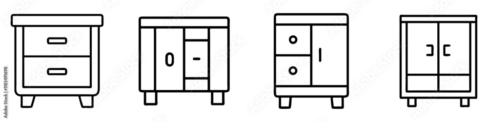 side cabinet icon, furniture line art, furniture vector - simple black line art icon of side cabinet perfect for logos, and furniture-themed designs. side cabinet icon, furniture line art, furniture vector - simple black line art icon of side cabinet perfect for logos, and furniture-themed designs.