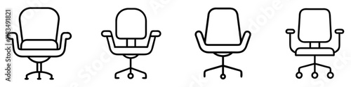 swivel chair icon, furniture line art, furniture vector - simple black line art icon of swivel chair perfect for logos, and furniture-themed designs.