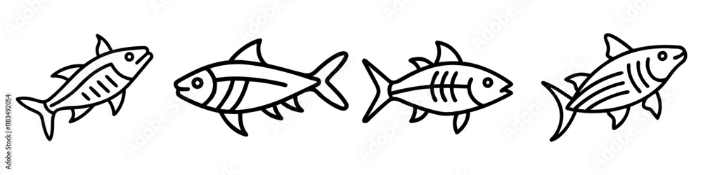 bonefish icon, fish line art, fish vector - simple black line art icon of bonefish perfect for logos, and fish-themed designs.