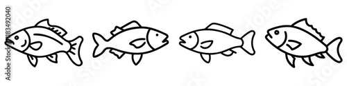 barramundi icon, fish line art, fish vector - simple black line art icon of barramundi perfect for logos, and fish-themed designs.