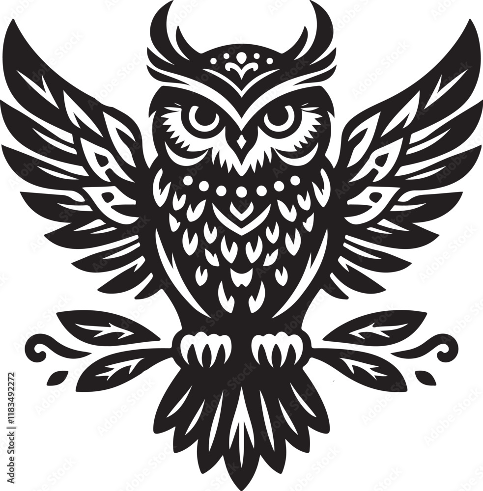 Line art owl image illustration design Line art owl image illustration design