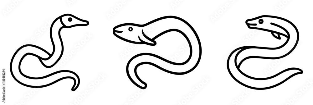 hagfish icon, fish line art, fish vector - simple black line art icon of hagfish perfect for logos, and fish-themed designs. hagfish icon, fish line art, fish vector - simple black line art icon of hagfish perfect for logos, and fish-themed designs.